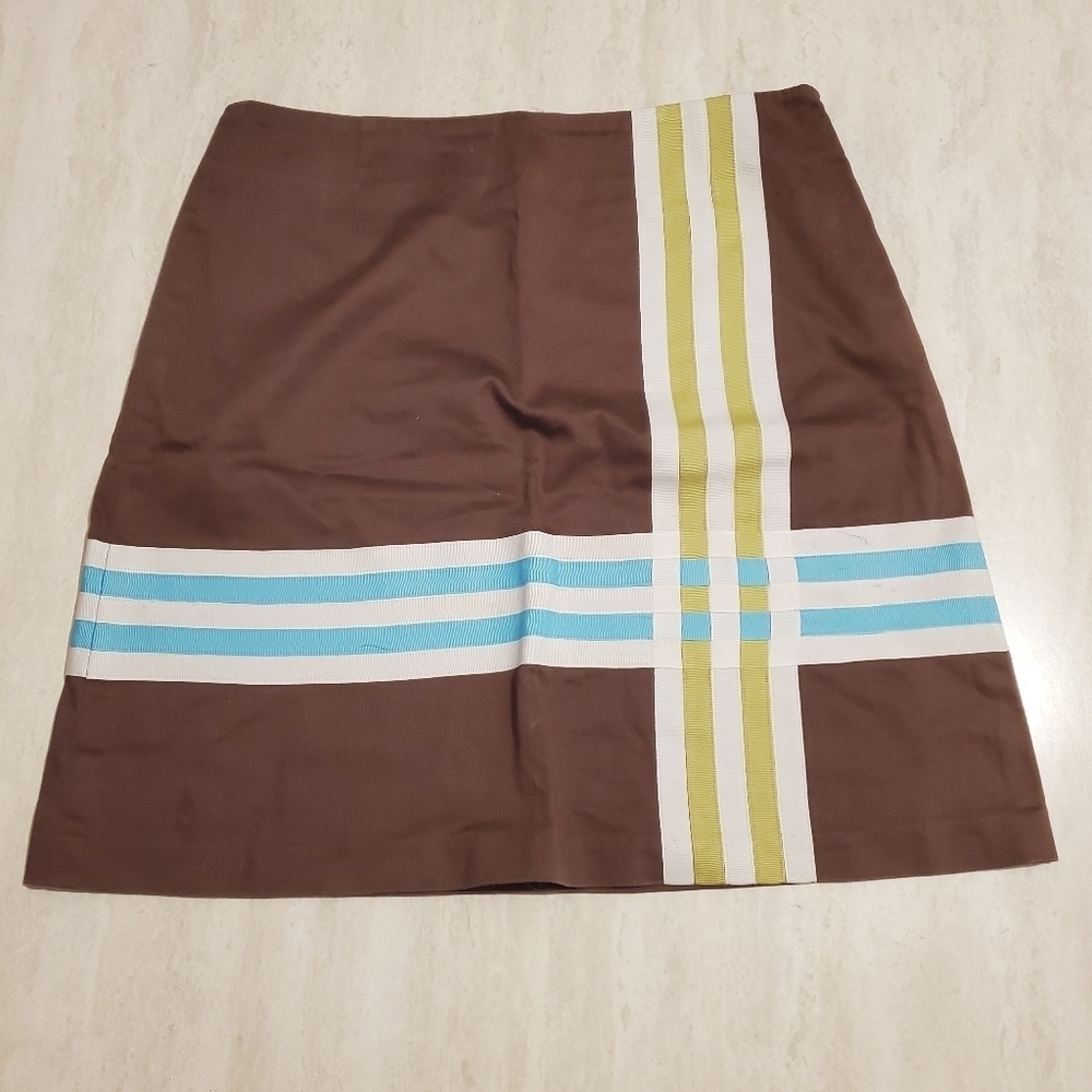 Island Republic Mini Skirt‎ Womens size 6 90s Brown Cotton Ribbon Trim
